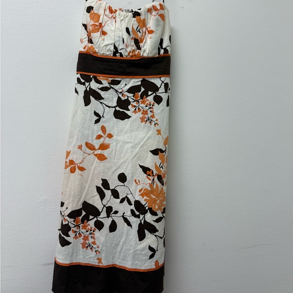 Speechless Strapless Dress or Halter Top with Orange and Brown Floral Design - Picture 15 of 16